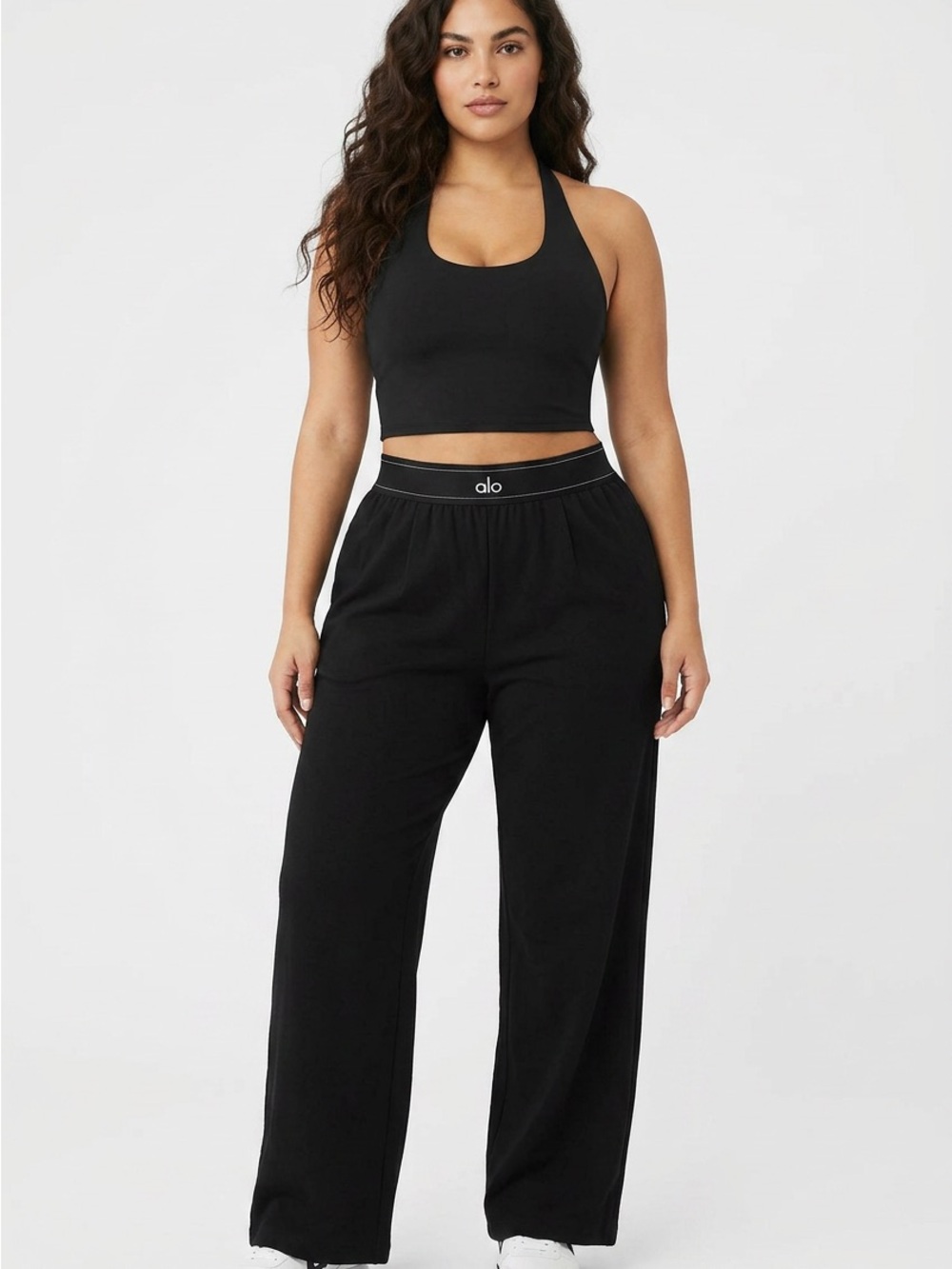 ALO Yoga Black Wide-Leg Relax Fit Pants - Picture 3 of 16